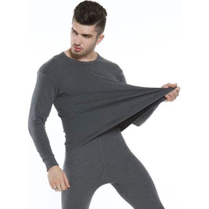 Hommes Hiver Sous-Vêtement Thermique Ensemble, Combinaison de Maillot de  Corps Manches Longues & Pantalon Gris Gris - Cdiscount Prêt-à-Porter