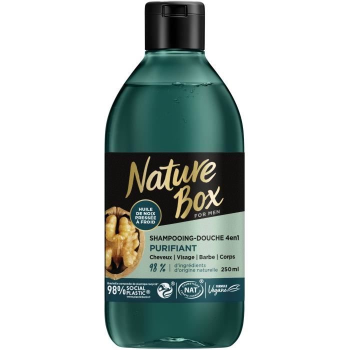 Shampooing Douche 4 En 1 Nature Box Cheveux Cuir Chevelu Barbe Corps Purifiant A L Huile De Noix 250ml Cdiscount Au Quotidien