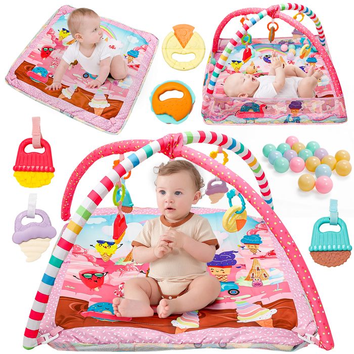 Tapis déveil bébé 3 en 1 PIMPIMSKY Tapis remplaçables Avec 5 Jouets Déducation Précoce Adapté aux Nouveau-né