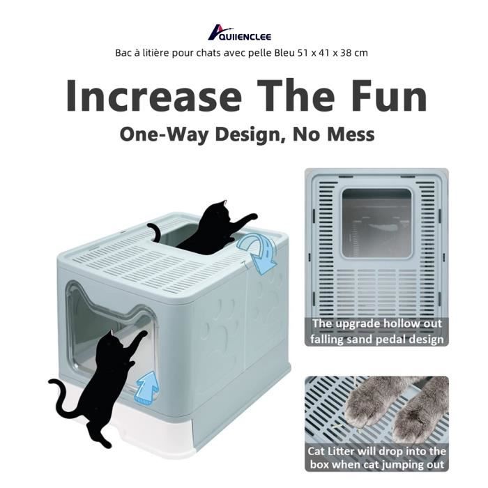 Meilleurs prix pour Bac à litière pour chats - QUIIENCLEE - Bleu - Taille moyenne - PP