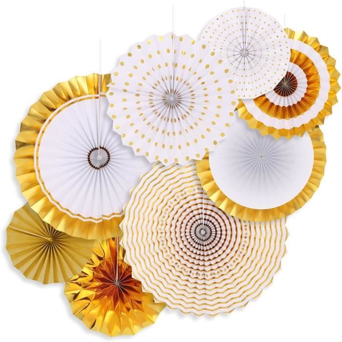 Lot De 10 éventails En Papier Rouge à Suspendre – Décoration Fête Anniversaire, Mariage – Tailles 20, 30, 40 Cm + Pompons