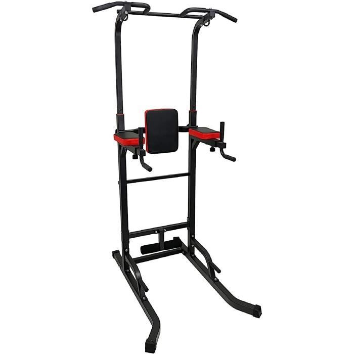 Power Tower MSPORTS 7 En 1 - Barre Traction, Dips, Pompes - Réglable - Gris Anthracite