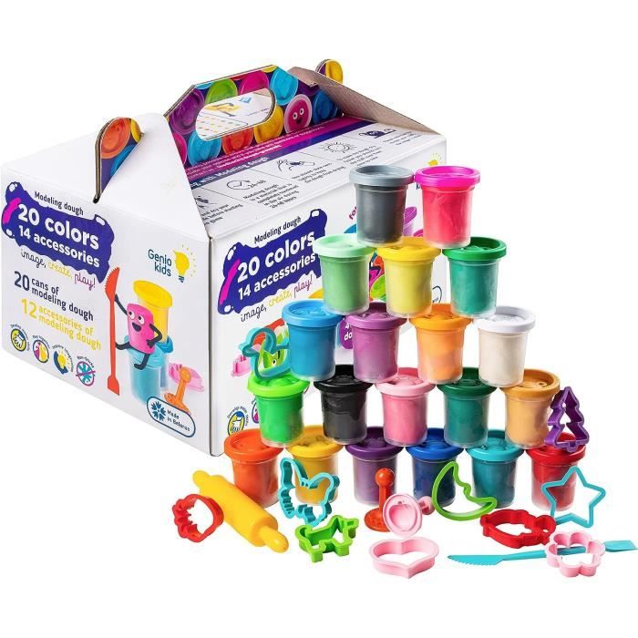 Kit Pâte à Modeler Ferme PLAY - 28 Pièces : 8 Pots D'argile Colorée, Moules Animaux, Outils, Ferme - Pour Enfant 3 Ans Et Plus - Jouet Créatif Et éducatif - 2