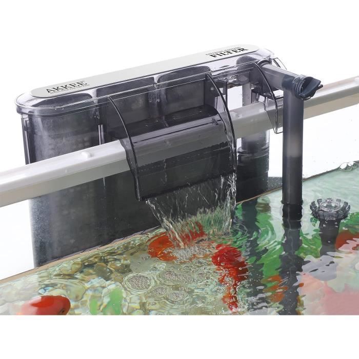 Aquarium Pompe à Oxygène Suspendue Filtre Cascade Suspension Réglable Dispositif de Filtration de Poissons Pompe à Oxygène d'Eau Filtre Mignon Aquarium