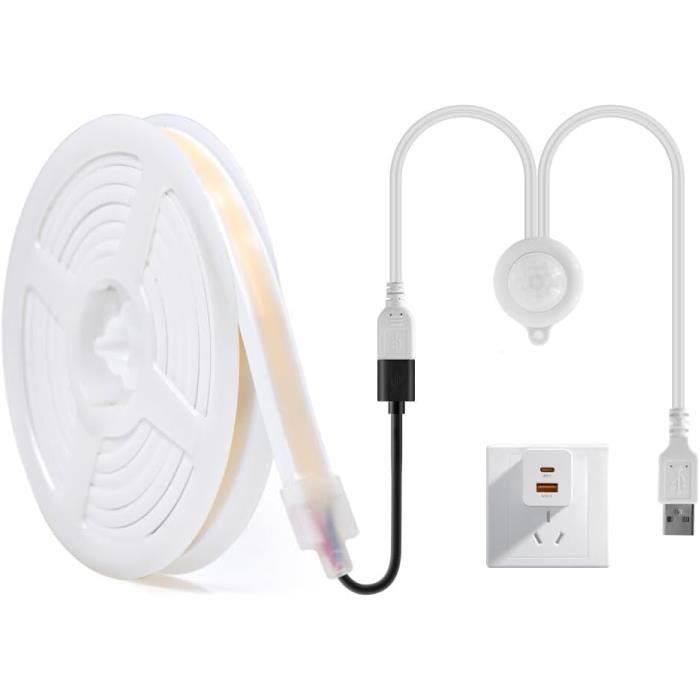 Bande LED COB HEGEHE 220V 2M - 360 LEDs/m, IP65 Étanche, Blanc Chaud