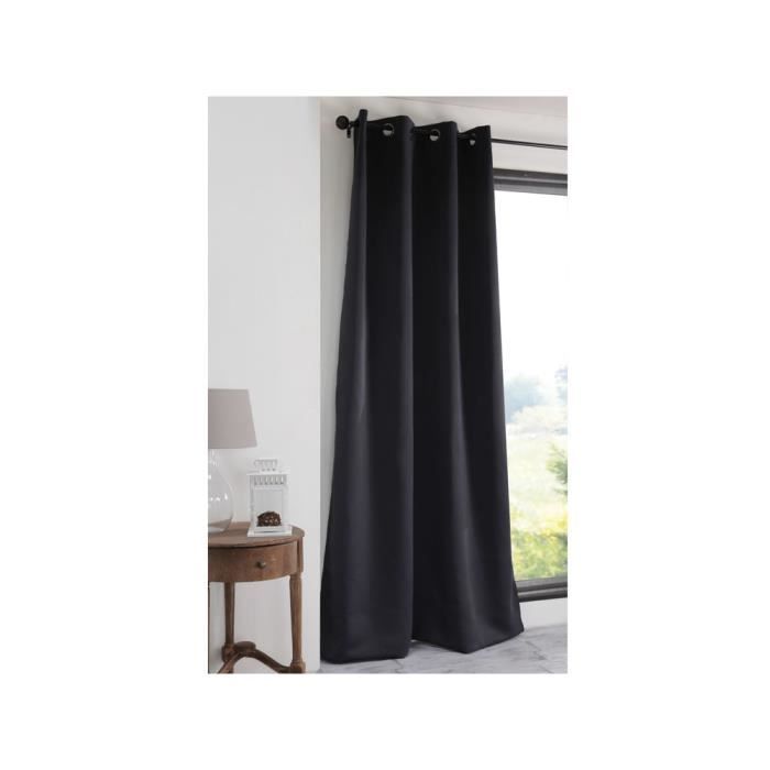 Rideau Noir Notte 140x280cm - 100% Opaque En Polyester - 8 Œillets - Parfait Pour Chambre Et Salon