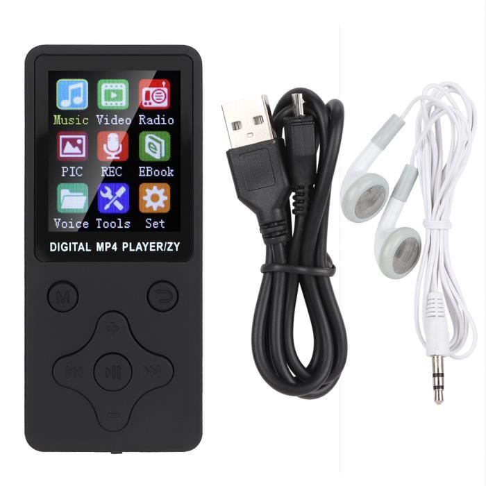 TMISHION lecteur MP3 T1 Music MP3 MP4 Player 8G Bluetooth Support Carte mémoire 32G Rhombus Boutons Noir