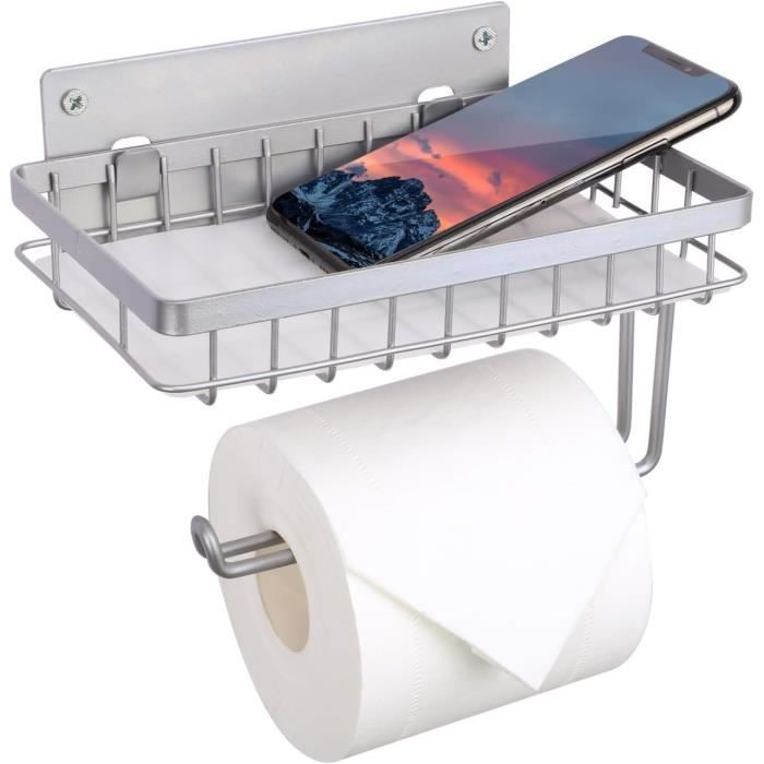 Porte Papier Toilette, Support Papier Rouleau sans Percage Derouleur Papier  WC,Distributeur Papier avec Tablette,Colle - Cdiscount Bricolage