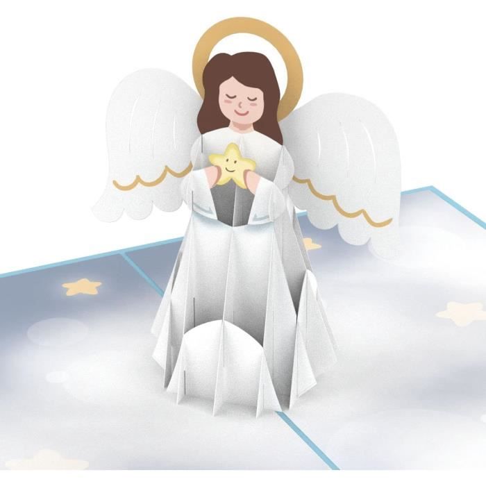 Carte-Cadeau Ange En Bois Pour Argent - Baptême, Communion, Anniversaire - Dimensions 14x10 Cm - Emballage Inclus