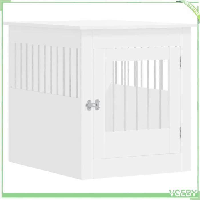 Comparer les prix de Meuble de cage pour chiens - VGEBY - 645x80x71cm - Bois dingénierie - Acier - Blanc