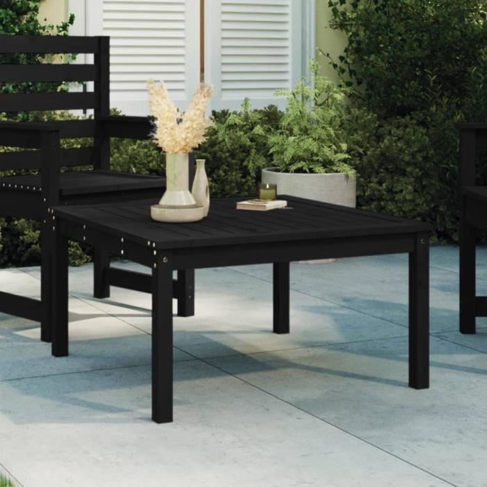"sale 2024" table de jardin - jms - noir 82,5x82,5x45 cm bois massif de pin 51,42,kg