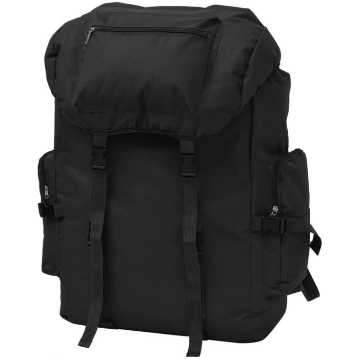 vidaXL Sac à dos en style darmée 65 L Noir