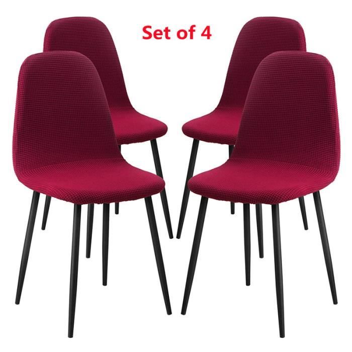 XJYDNCG Housse de Chaise Scandinave Housse Chaise Salle a Manger Housse de Chaise Extensible Jacquard(Bordeaux-4PCS)