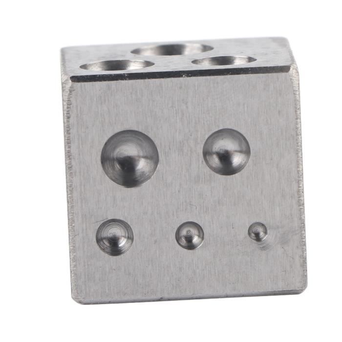 Bloc De Tapotage Acier Pour Bijoux - Forme Cube Avec Empreintes Carrées Et Dômes - 2 Pouces