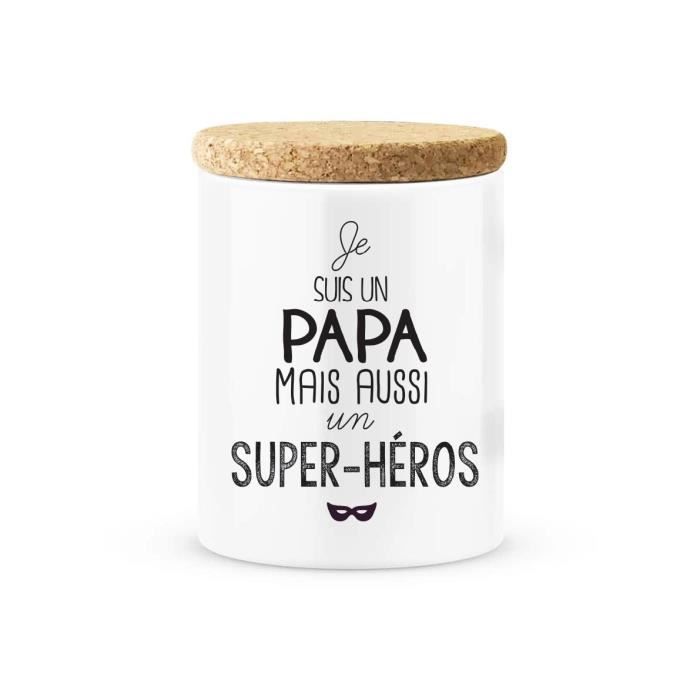 Pot Ceramique Avec Couvercle En Liege Citation Imprime Je Suis Un Papa Mais Aussi Super Heros Ref 19 Cdiscount Beaux Arts Et Loisirs Creatifs