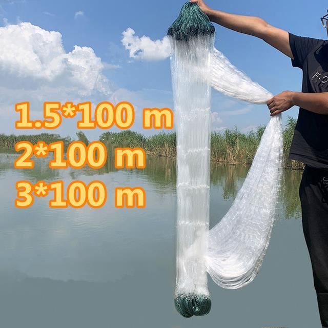 Filet De Pêche Tractable Nylon - Longueur 5m à 50m, Hauteur 2m, Maille 4cm, Pliable Et Portable - 8