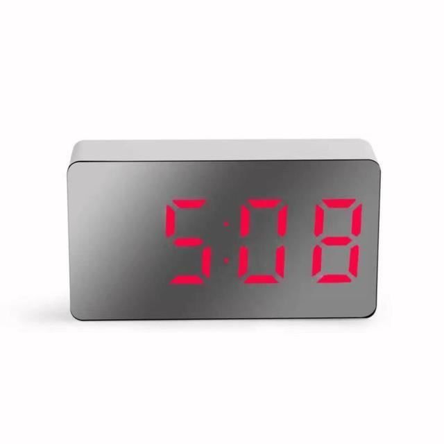 Réveil LED Numérique Avec Contrôle Vocal - Multifonction (alarme, Température, émoticônes) - Batterie 1500 MAh Rechargeable USB - Blanc - 8