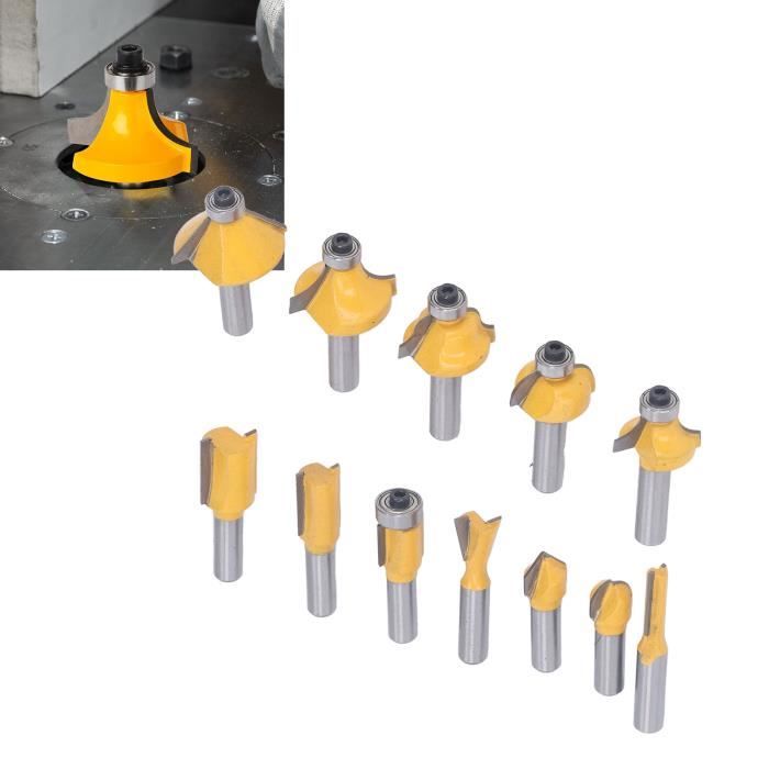 35pcs Kit Fraises Pour Défonceuse 1/2" Carbure - Mèches Routeur Bois Avec Boîte De Rangement Jaune