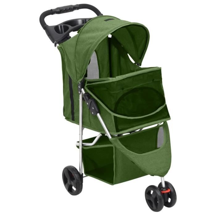 Poussette pour chien - ZERODIS - HB022 - Pliable - Tissu Oxford - Vert 80x46x98 cm