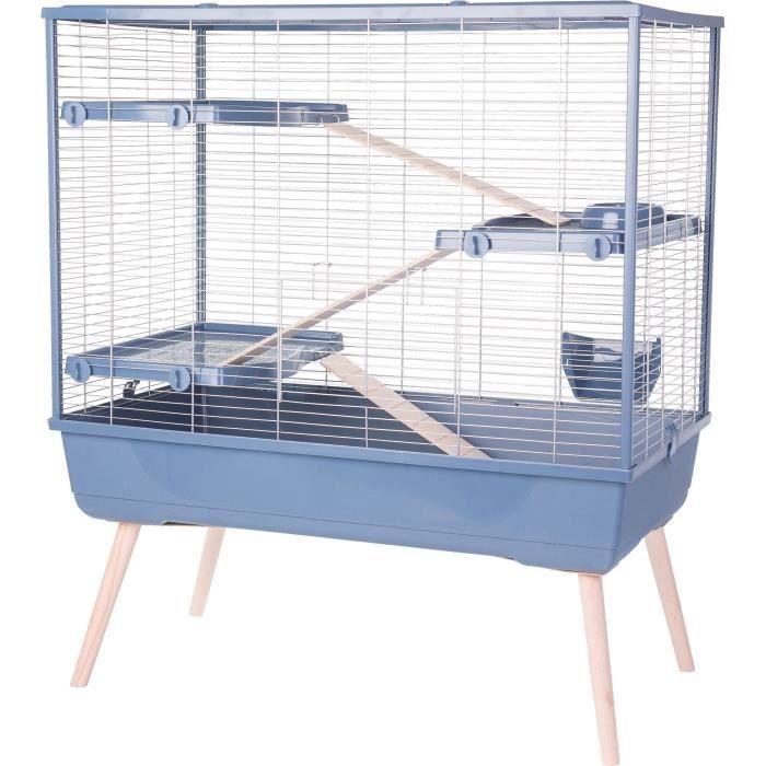 ZOLUX Cage rongeur surélevée Néolife - 3 étages pour lapin - 99 x 54 x 114 cm - Bleu