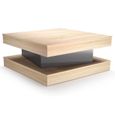 FIXY Table basse carrée style contemporain décor chêne et gris brillant - L 80 x l 80 cm-1
