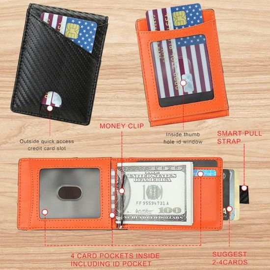 Portefeuille Homme Slim En Fibre De Carbone Avec Protection RFID – Blocage Des Ondes Et Multiple Emplacements Cartes