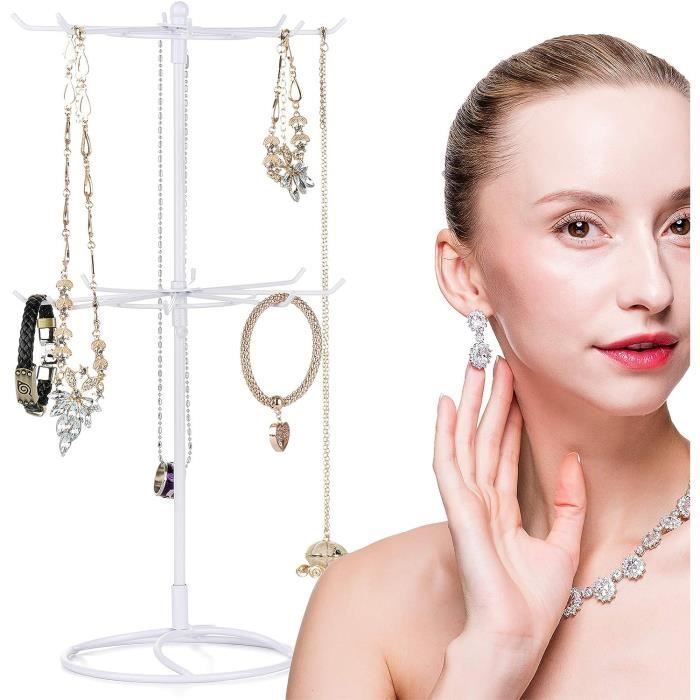 Présentoir à Bijoux Rotatif 2 Niveaux, Support Tournant Pour
