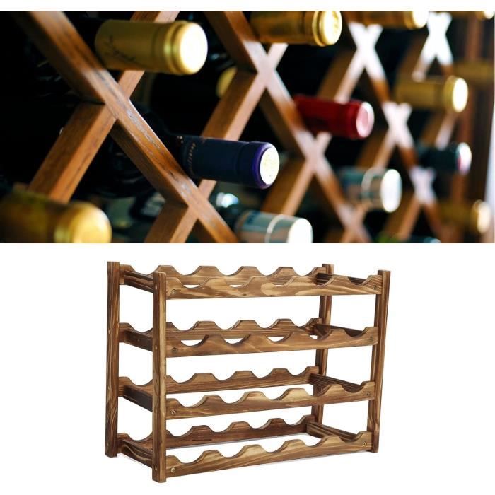 Étagère à Vin SogesPower - 12 étagères, Pin, Capacité 120 Bouteilles, 110x35x140 Cm