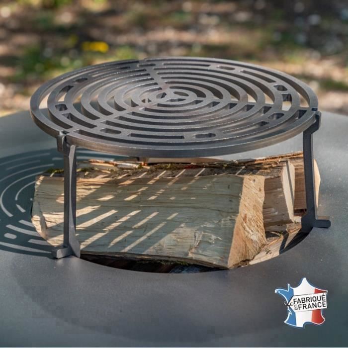 Grille Barbecue Pour Brasero 60 Cm - Acier Alimentaire S235, 100% Fabriquée En France, Cuisson Mixte Plancha/Grill