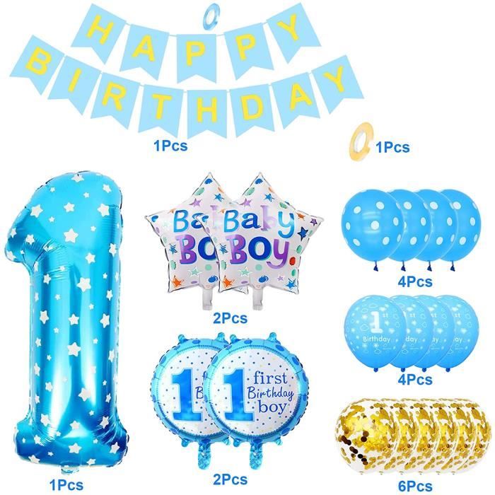 Ballons anniversaire chiffre 1, anniversaire 1 an garcon, 1er anniversaire, ballon  chiffre 1, ballon 1 an, 1 ballons annivers[A238] - Cdiscount Maison
