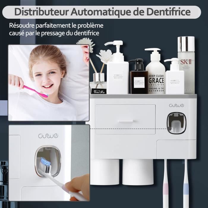 Distributeur Mural Automatique De Dentifrice Et Porte Brosse À Dent  Fixation Mur Yoni à Prix Carrefour