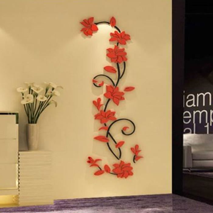 Milaosk 3 Stickers Muraux 3D Vase Fleurs - Décoration Salon Blanc Élégante