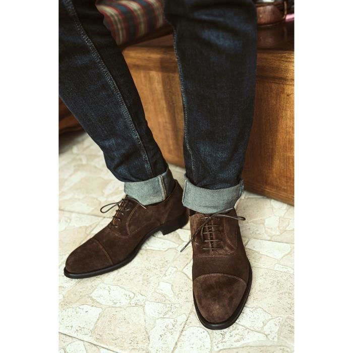 Chaussure Homme Marron Cuir daim Derby et Richelieu
