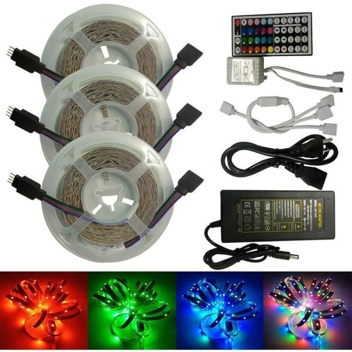 Ruban LED 20M , étanche Bande LED RGB multicolore avec télécommande 44 ...