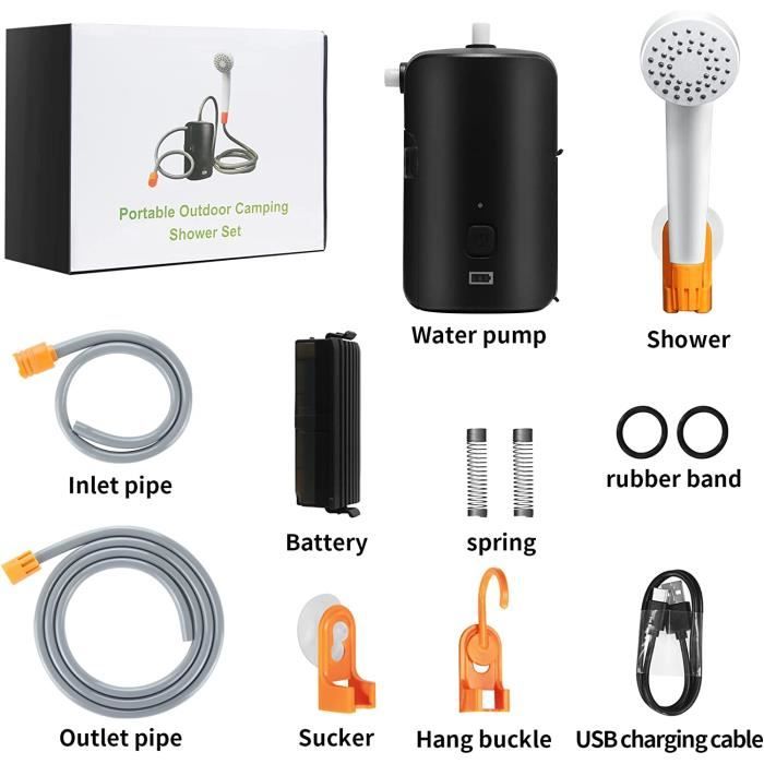 Douche Camping Chauffante Douche Extérieure, Pompe USB Rechargeable 4400mAh, Douche Extérieure à Main Pour Douche Portable Chauffante