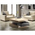 FIXY Table basse carrée style contemporain décor chêne et gris brillant - L 80 x l 80 cm-2