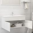 45063Haut de gamme® MEUBLE SOUS VASQUE - Meuble de rangement salle de bain - Blanc brillant 100x38,5x46 cm Aggloméré-2
