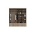 Armoire avec tiroirs Silu 204 blanc + gris + miroir - armoire avec miroir et porte coulissante, grand espace de rangement-2