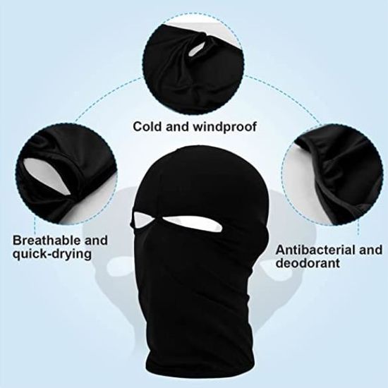 Cagoule 3 Trous En Acrylique Pour Ski, Moto Et Vélo – Masque Intégral D'hiver Unisexe Noir