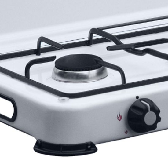 Réchaude-gaz Portable 3 Feux 5,4 KW – Camping, Jardin, Terrasse – 2 Brûleurs 75,5mm + 1 Central 45,8mm, Flamme Réglable
