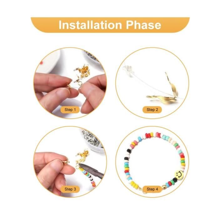 Kit 583 Pcs Accessoires Bijoux DIY – Fermoirs Homard, Anneaux Saut, Sertis, Chaînes Extension Or/Argent