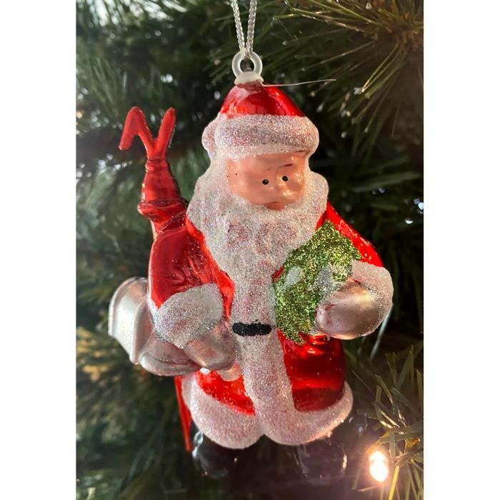 Lot De Boules De Noël Anciennes En Verre, Père Noël, Vintage, Décoration
