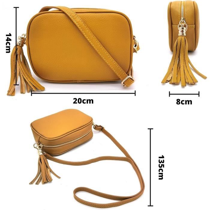 Sac à Main Femme En Cuir Vera Pelle Italie - Bandoulière Ajustable, Fermeture éclair, Noir