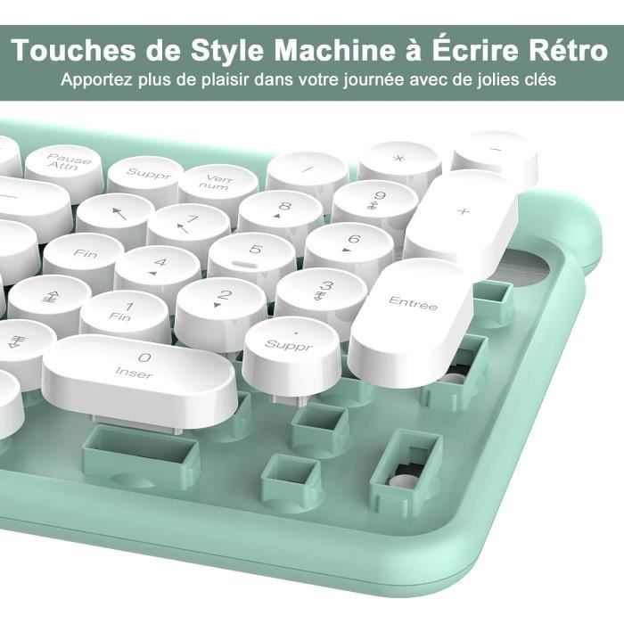 Pack Clavier Souris Sans Fil RaceGT - AZERTY Silencieux Et Ergonomique En Rose Pour PC/Mac