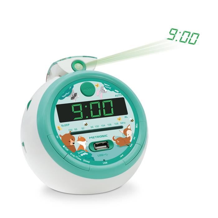 Radio-réveil enfant METRONIC Forest - FM USB - projection de l'heure -  double alarme - Cdiscount Jeux - Jouets