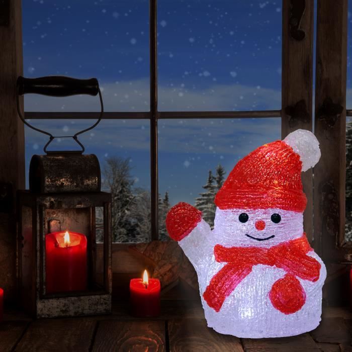 2 Bonhommes De Neige LED Avec Minuterie - Décoration Lumineuse De Noël En Céramique - 7