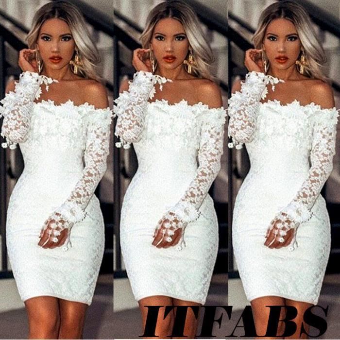 Robe courte en dentelle blanche on sale