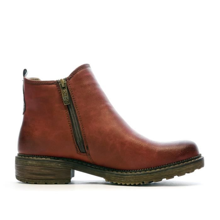 Bottines Femme Rouge RELIFE Getlast Zip Moyenne Carre Cdiscount Chaussures
