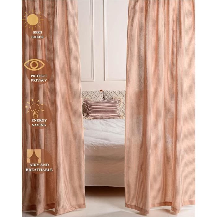 Rideaux En Lin à Motif Floral Bleu - 132 X 213 Cm (2 Panneaux) - Style Campagne, Filtre Lumière, Passe-tringle