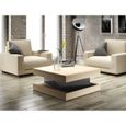 FIXY Table basse carrée style contemporain décor chêne et gris brillant - L 80 x l 80 cm-3